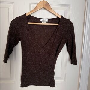 A. Byer Dark Brown V-Neck Wrap Top